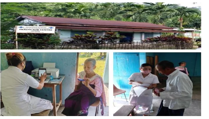 A health sub-centre and health workers attending to patients in Arunachal Pradesh